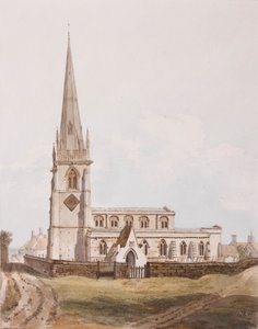 ミドルトンチェイニー、教会の南側の眺め、1820年頃（紙にインクとトイレ） 作： English School