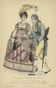 紳士淑女のためのモーニングドレス（彩色済み彫刻 作： English School