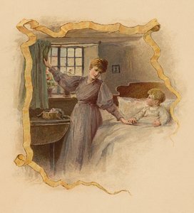朝、息子を起こす母親（クロモリト） 作： English School