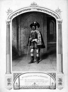 グロスター役のチャールズ・ピット氏、ウィリアム・シェイクスピア（1564-1616）作『ヘンリー六世（第三部）』第五幕第六場、ペイン（彫刻）のダゲレオタイプからトーマス・シェラット（fl.1860-80）がエングレーヴィング。 作： English School