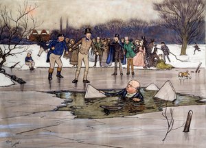 氷の上のピクウィック氏 チャールズ・ディケンズ（1812-1870）の作品の挿絵（イギリス派）。1837年 個人蔵