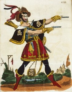 強盗と殺人者のウルフとしてのランスフォード氏、「ウルフの素晴らしい生活...」の口絵、フェアバーン、ロンドン、c.1830（カラーリソ） 作： English School