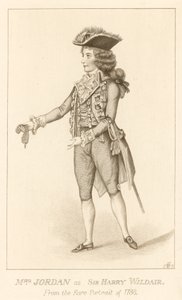 1788年の珍しい肖像画からハリーワイルドエア卿としてジョーダン夫人 作： English School