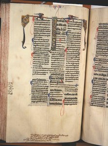 Ms.27, f.84v:新約聖書の注釈付きコピーのページ（ベラム製） 作： English School