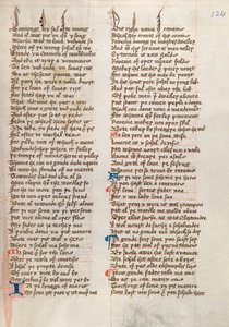 Ms326 f124r、John GowerによるConfessio Amantis（ベラムにペンとインク） 作： English School