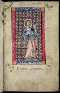 Ms 1-2005、f.1r：St. Edmund、miniature from the Macclesfield Psalter、Use of Sarum、c.1330 作： English School