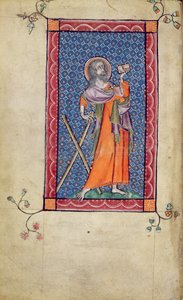 Ms 1-2005、f.1v：St. Andrew、a miniature of the Macclesfield Psalter、Use of Sarum、c.1330 作： English School