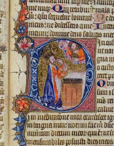Ms 26 f.22r。詩篇38、ダビデが口を指している、ラムジー修道院詩篇、1380年頃