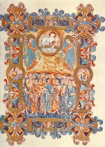 Ms 274（Y-6）fol.158羊を崇拝するマルチチュード、ジュミエージュのロバート大使、1016年頃 作： English School