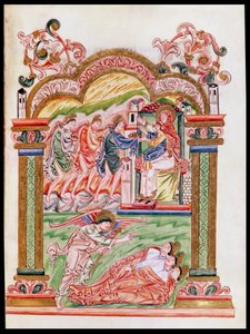Ms 274（Y-6）fol.37夢とマギの崇拝、ジュミエージュのロバート大使館、1016年頃 作： English School