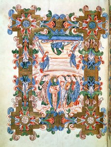 Ms 274（Y-6）fol.81vキリストの昇天、ジュミエージュのロバートの使命、c.1016 作： English School