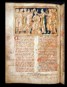 Ms 6712（A.6.89）fol.115vエドワードザコンフェッサ（1004-66）フローレスヒストリアラムのミニチュア、マシューパリ作、1250-52