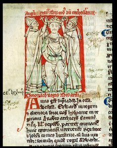 Ms 6712（A.6.89）fol.247vエドワード1（1239-1307）、マシューパリの歴史の花からのミニチュア、1250-52 作： English School
