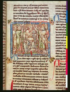 6712（A.6.89）fol.53アーサー王、マシューパリ作、歴史の花からのミニチュアc.1250-52 作： English School