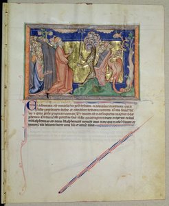 Ms LA 139-Lisboa fol.35グルベンキアンの黙示録、c.1265-70から獣と竜を崇拝する人々 作： English School