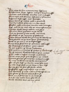 Ms. New Coll 314、f19r、The Canterbury Tales by Geoffrey Chaucer（ペン＆ベラムにインク） 作： English School