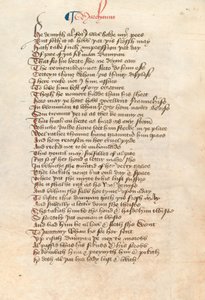 Ms. New Coll 314、f90v、The Canterbury Tales by Geoffrey Chaucer（ペンとインク、ベラムに） 作： English School