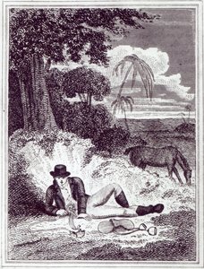 アフリカのムンゴパーク、1816年に発行された「アフリカの内陸部の旅：1795年、1796年、1797年に行われた」のイラスト（印刷）