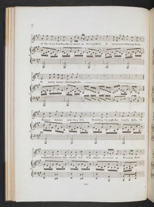 「スウィート・ザ・メリー・ベルズ・リング・ラウンド」の楽譜、ジョン・クレア＆F.W.クラウチ、1820年頃（版画） 作： English School
