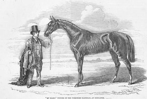 1845年10月4日の「The Illustrated London News」より、ドンカスターでのヨークシャーハンディキャップの勝者である「My Mary」 作： English School
