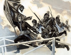 ナポレオンはロディの橋を渡って軍を率いていました。 作： English School