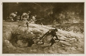 雪に覆われた戦場でハイランダーによって採用された自然保護色、1914-19 作： English School