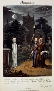 ネクロマンシー: 魔術師のエドワード・ケリーは、ロバート・クロスの「19 世紀の占星術師」より、ランカスターのウォルトン・ル・デールの教会庭で最近亡くなった人の幽霊を起こしています。 作： English School