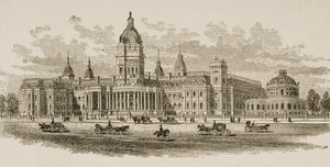 宗教地区協会発行の「アメリカンピクチャーズ」のサンフランシスコ市庁舎、1876 作： English School