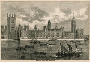 新しい国会議事堂、ウェストミンスター、ロンドン 作： English School
