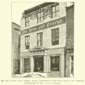 1886年のサウスカロライナ地震で被害を受けたチャールストンのニュースアンドクーリエオフィス 作： English School