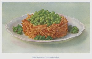 ジャガイモとエンドウ豆の巣（カラーリトグラフ） 作： English School