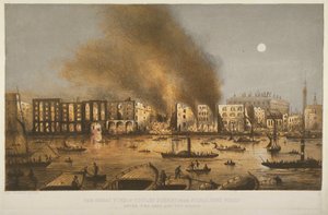 1861年のバーモンドジーのTooley Streetにおける1861年の火災の夜景 作： English School