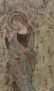 No.0736 ケンブリッジ、オールド・チェスタートン、セント・アンドリュース教会の聖ドロシー（おそらく）1300年頃（フレスコ画 作： English School