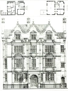 No.70エニスモアガーデンズ、サウスケンジントン、The Building News、1886年7月23日より 作： English School