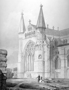 ダラム大聖堂の北端、1843 作： English School