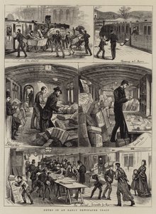 初期の新聞列車のメモ（彫刻 作： English School
