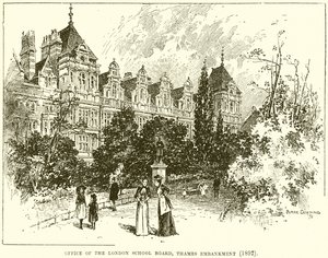 ロンドン教育委員会のオフィス、テムズ堤防（1892） 作： English School