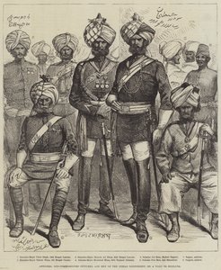 イギリス訪問中のインド部隊の将校・下士官・兵員たち（エングレービング 作： English School