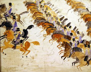 疾走する馬上の将校たち 1840年頃 （水彩・紙） 作： English School