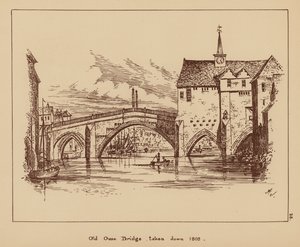 1809年に撤去されたオールド・ウーズ橋（リトグラフ） 作： English School