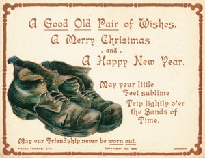 ブーツ、クリスマスカードの古いペア 作： English School