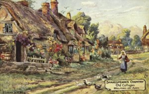 古いコテージ、ウェルフォードオンエイボン、ウォリックシャー 作： English School