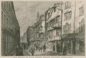 ロンドンのウィッチストリートにある古い家屋が最近取り壊された 作： English School