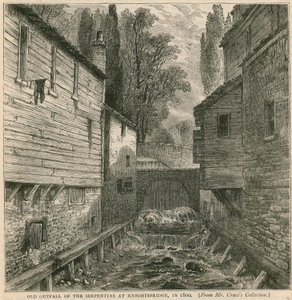 1800年のナイツブリッジでの蛇紋岩の古い噴水