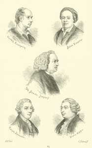 Oliver Goldsmith、James Thomson、Dr。Samuel Johnson、Tobias Smollett、David Hume 作： English School