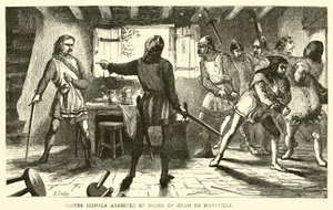 ヒュー・デ・モレヴィルの命令により逮捕されたオリバー・イシングラ 作： English School