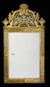 アン女王のピアグラスの1つ、1710年頃（金箔とヴェールエグロマイズ）（909137も参照） 作： English School