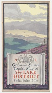 湖水地方の測量調査観光マップ、1920年頃（カラーリソ） 作： English School