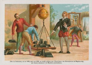 有名なマクデブルク半球を持つドイツの科学者（1602-1686）であるオットーフォンゲリケ 作： English School