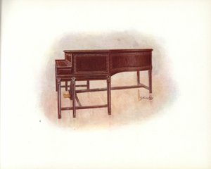 スタインウェイ＆サンズ社のアートカタログのページ（カラーリトグラフ 作： English School